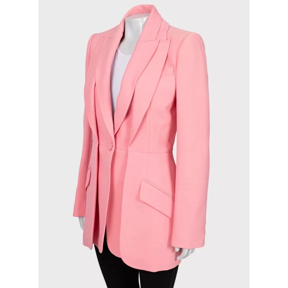 Alexander McQueen Double-Collar Pink Wool Blazer - IT42/M Pre-owned