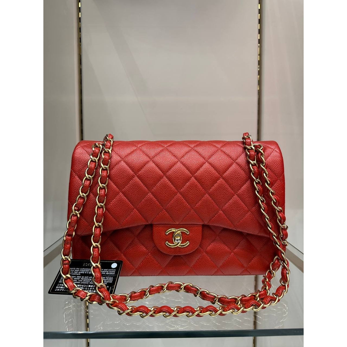 Chanel Red Caviar Jumbo Double Flap Bag Pre-owned