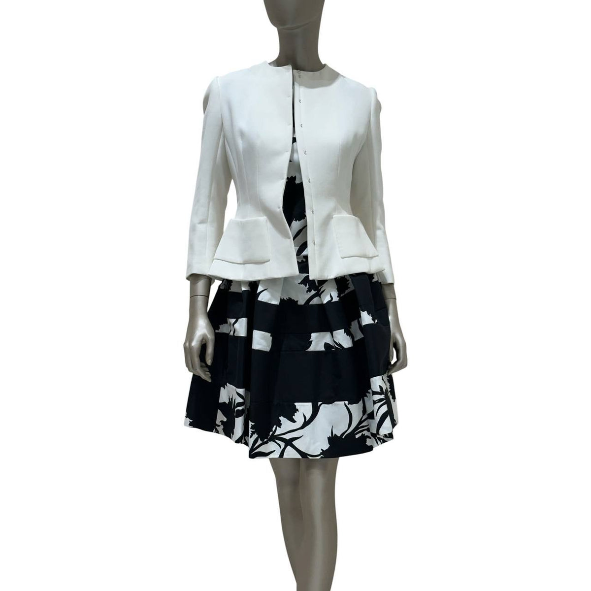 Christian Dior White Peplum Jacket & Skirt Set Sz.38/40 pre-owned
