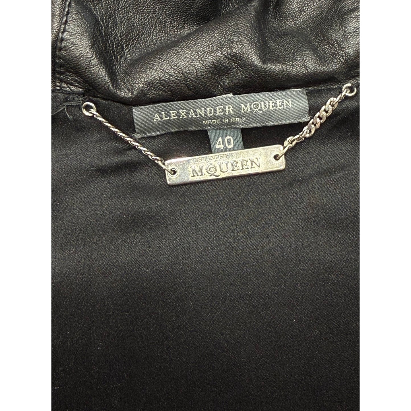 Alexander McQueen Black Leather Puffer Jacket Sz.40 Pre-owned