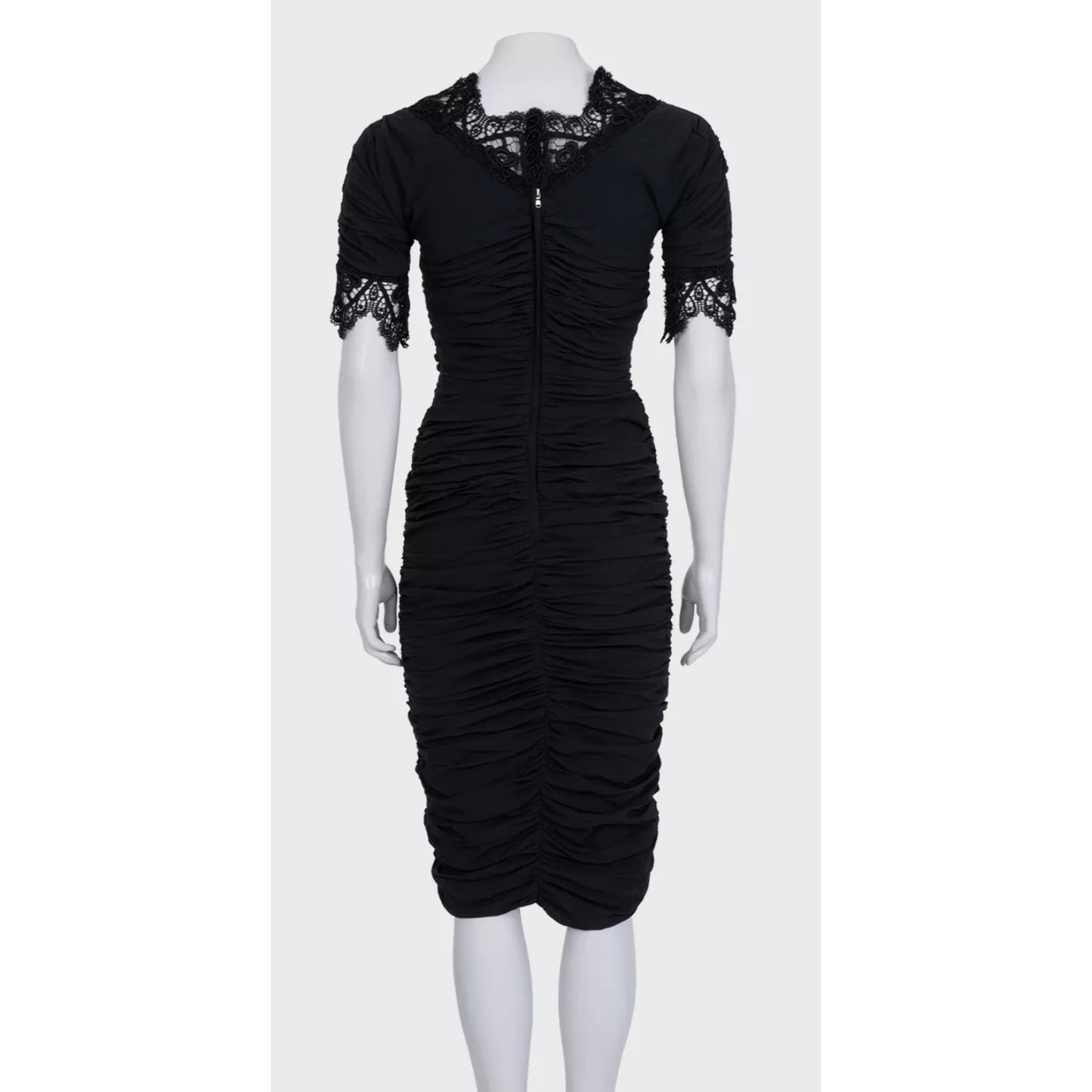 NWOT Dolce & Gabbana Black Draped Lace Dress - Size S pre-owned