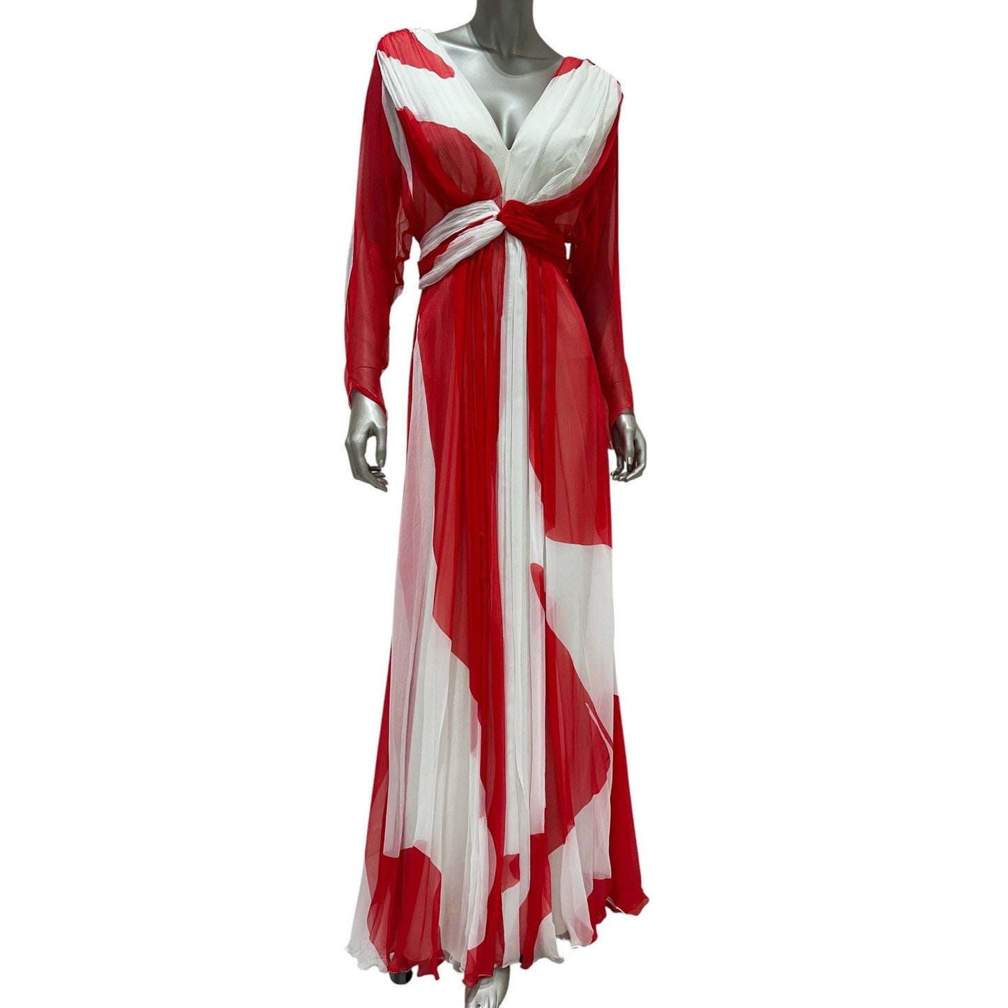 Carlos Miele 2012 Silk Colorblock Pleated Maxi Dress Sz.36 Pre-owned