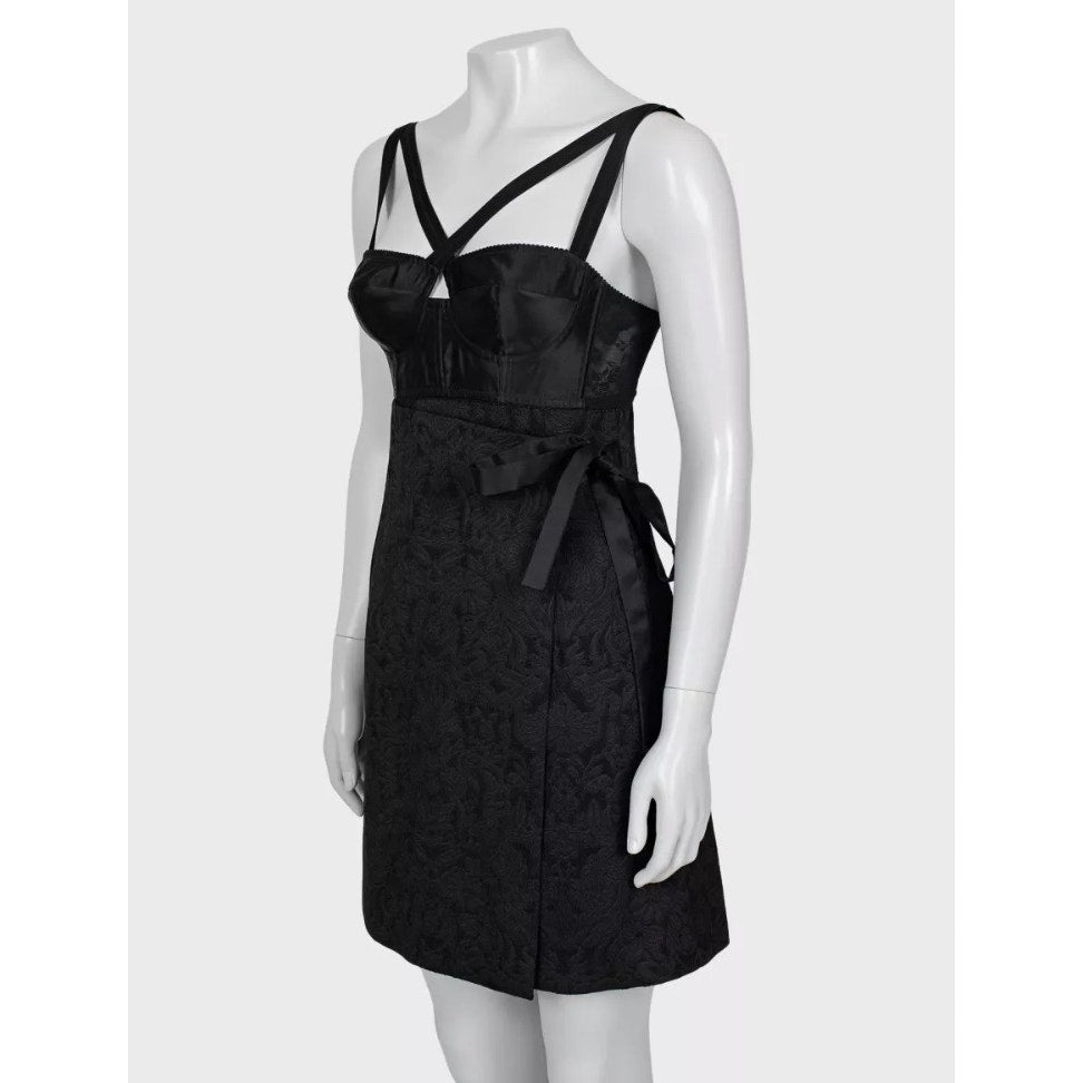 NWOT Dolce & Gabbana Black Jacquard Corset Dress - Size S (IT40) Pre-owned