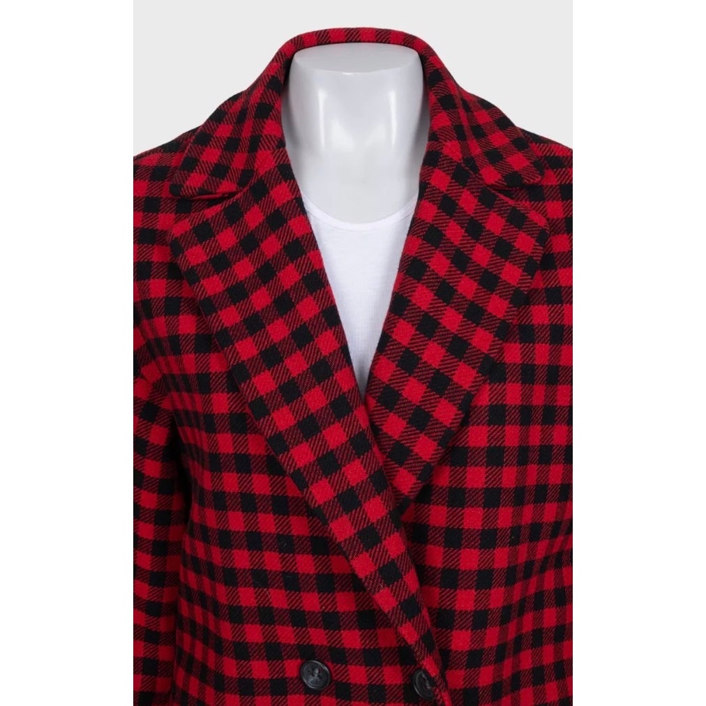 Red Valentino Checked Double-Breasted Wool Blend Coat Sz.38 Pre-owned