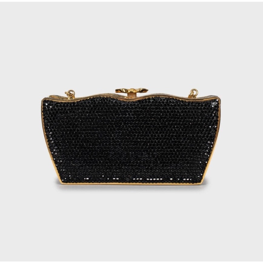 Judith Leiber Black Crystal-Embellished Evening Bag Pre-owned