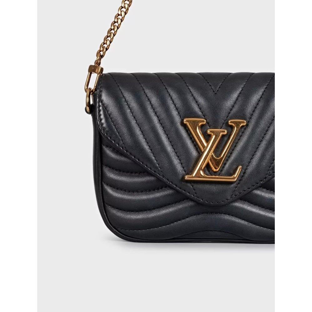 Louis Vuitton New Wave Multi Pochette Black Leather Crossbody Bag Pre-owned