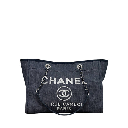 Chanel Deauville Large Denim Canvas Tote Bag Pre-owned