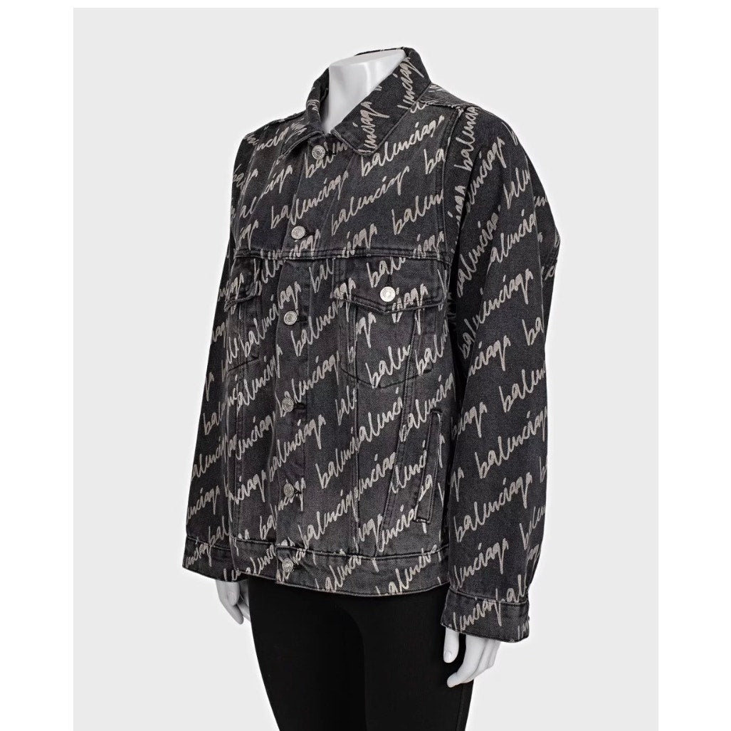 NWOT Balenciaga Black Oversized Denim Jacket IT38/XXS pre-owned