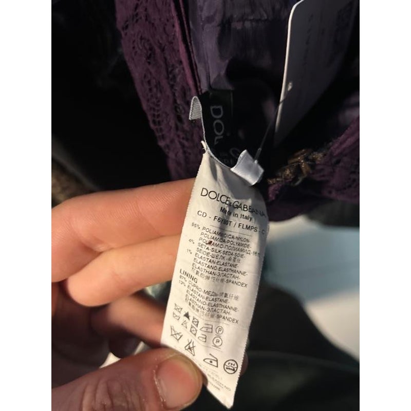 Dolce & Gabbana Purple Lace Mini Dress - IT 40 S Pre-owned