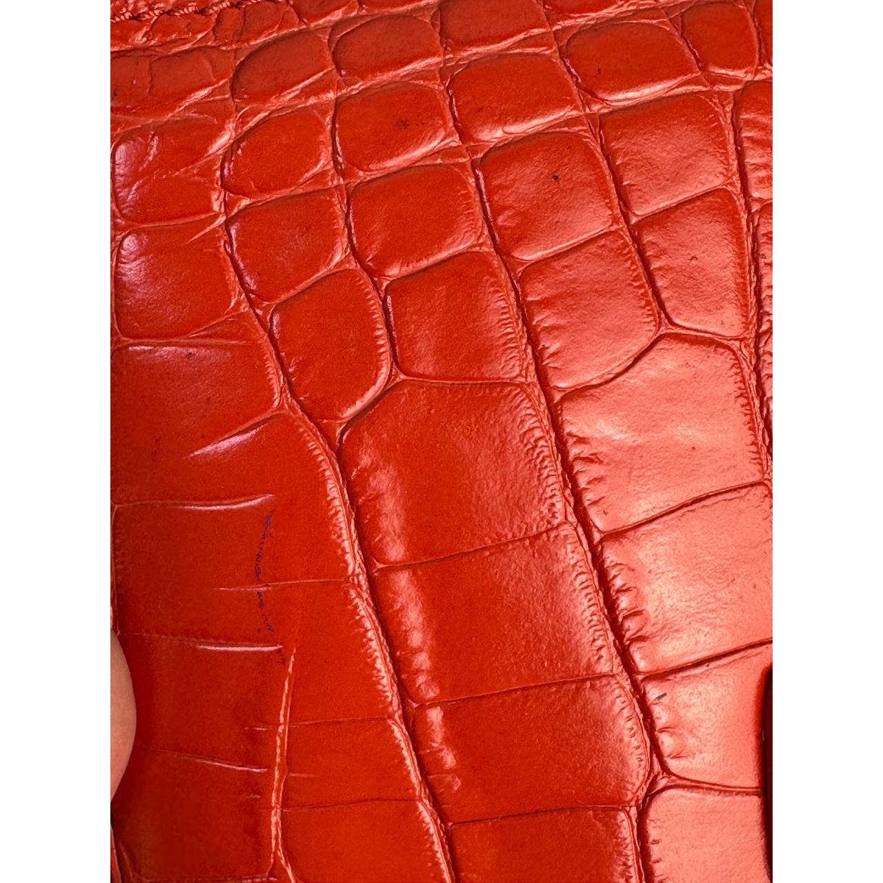 Jimmy Choo River Red Crocodile Embossed Leather Bag Pre-owned
