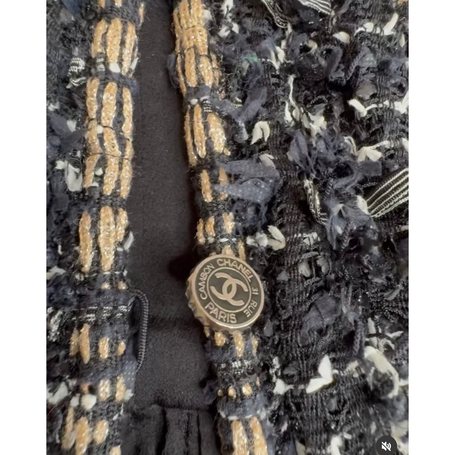 Chanel SS06 Fantasy Tweed Black Rope Trim Jacket Sz.38 Pre-owned