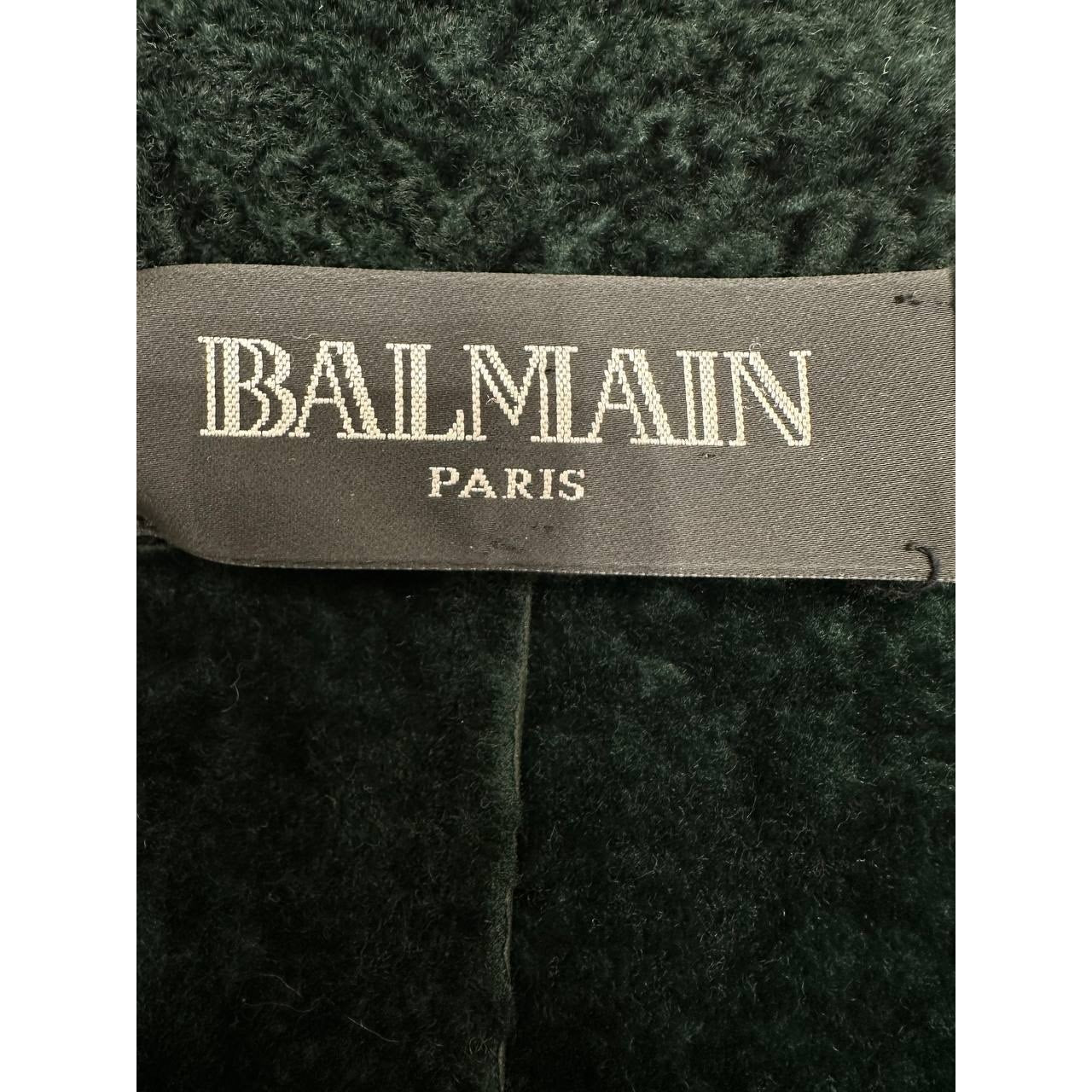 Balmain Green Shearling Biker Jacket - Size 38 Pre-owned