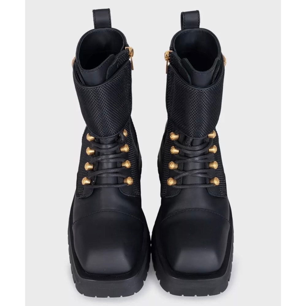 Balmain Leather Ankle Boots with Gold-Tone Buttons Sz.38 pre-owned