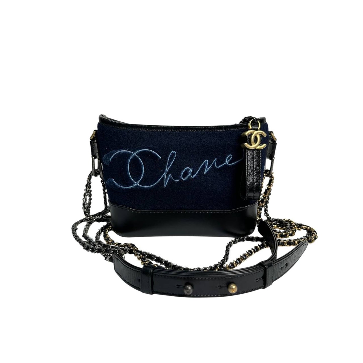 Chanel Paris-Hamburg Navy Blue Textille Embroidery Gabrielle Bag
