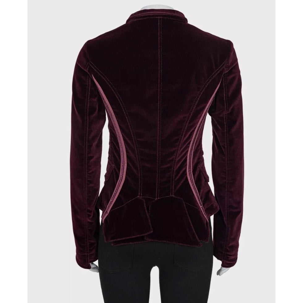 Roberto Cavalli Velvet Fitted Zip Jacket Purple - M Pre-owned