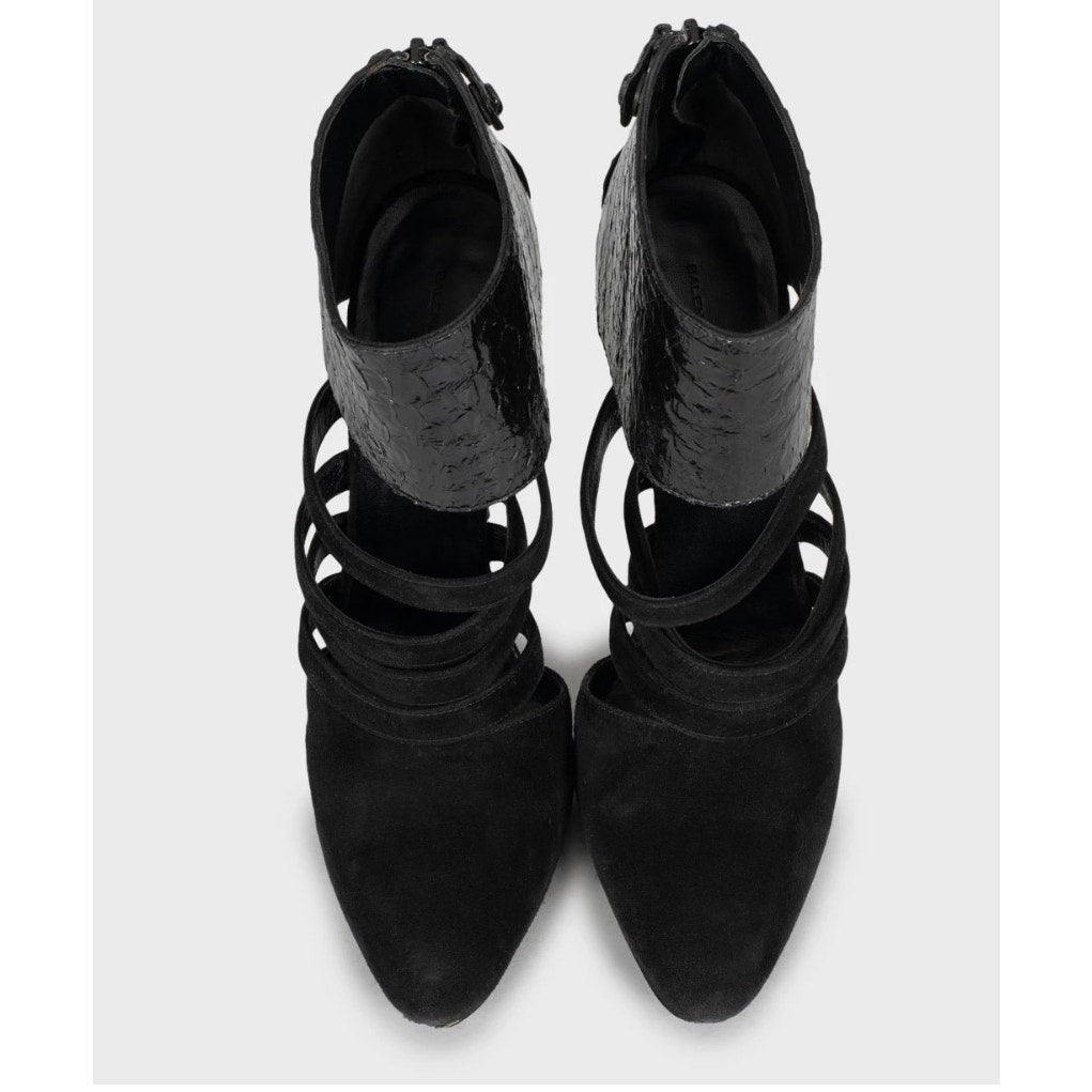 Balenciaga Black Leather & Suede Ankle Boots Size 40 Pre-owned