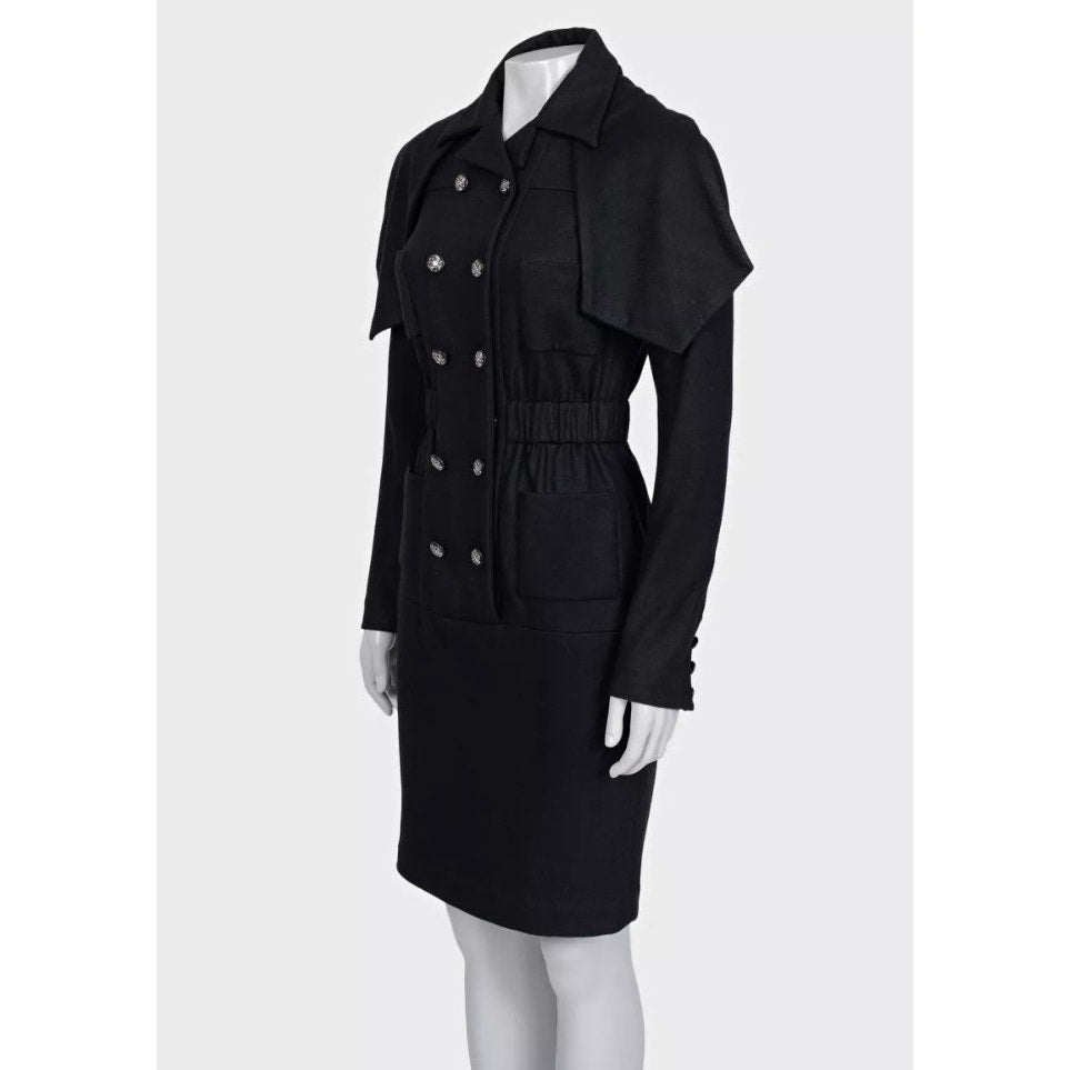 NWOT Chanel Black Double-Breasted Belted Dress - FR 36 Pre-owned