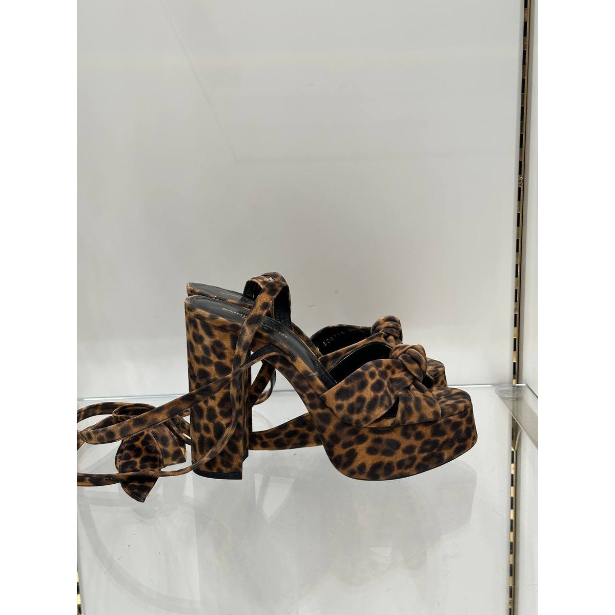 Saint Laurent Bianca Leopard Suede Platform Heels Sz.38 pre-owned