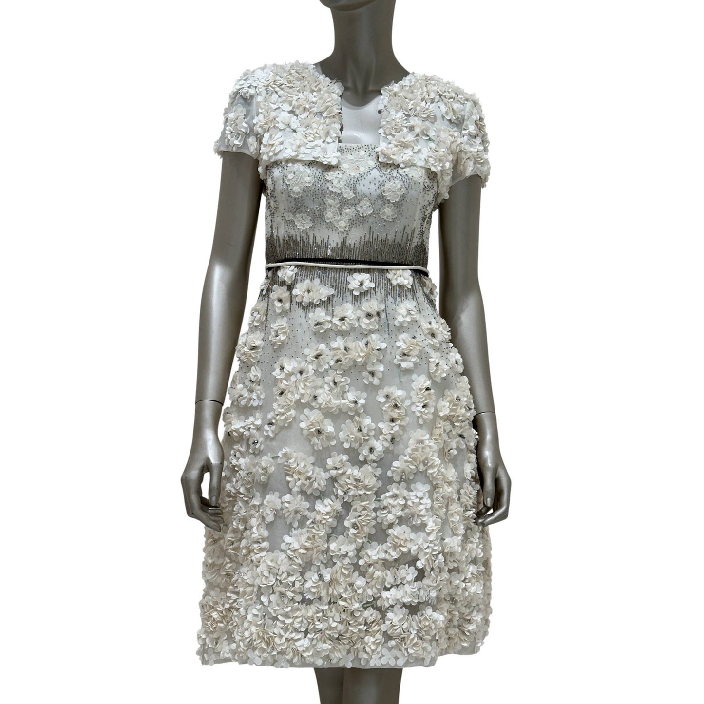 Valentino Silk Floral Appliqué Cocktail Dress Sz.6 Pre-owned