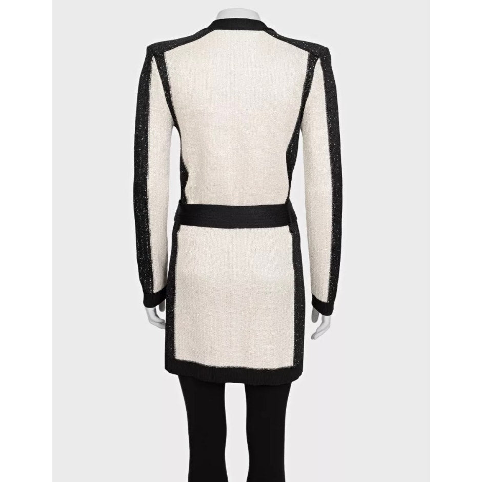 NWOT Balmain White Long Cardigan with Belt - EU36/S Pre-owned