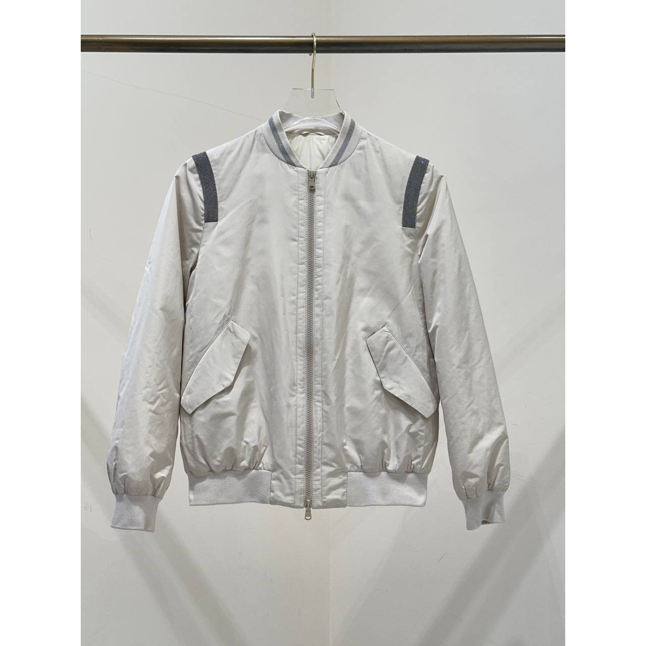 Brunello Cucinelli Quilted Silk Blend Bomber Jacket Sz.40 pre-owned