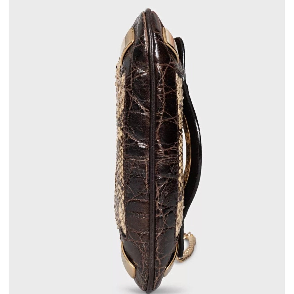 Dolce & Gabbana Brown Python Print lambskin Leather Crossbody Bag pre-owned