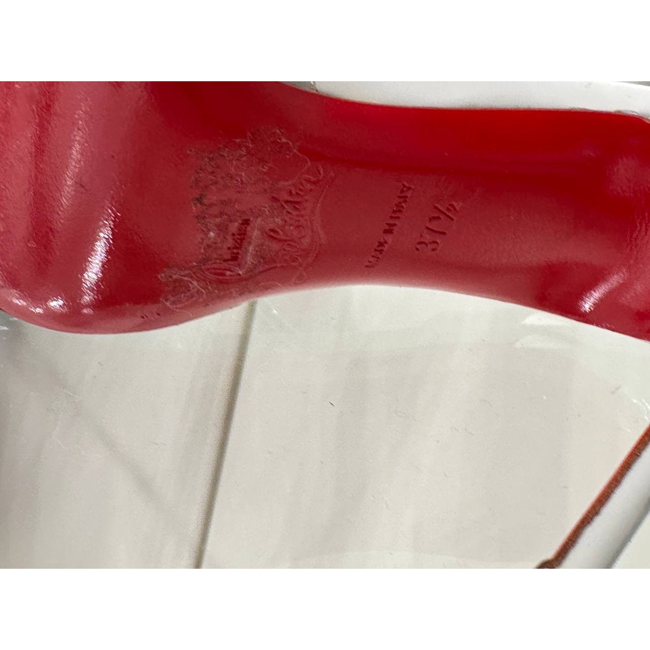 Christian Louboutin Grey Patent Leather Slingback Pumps Sz.37.5 Pre-owned