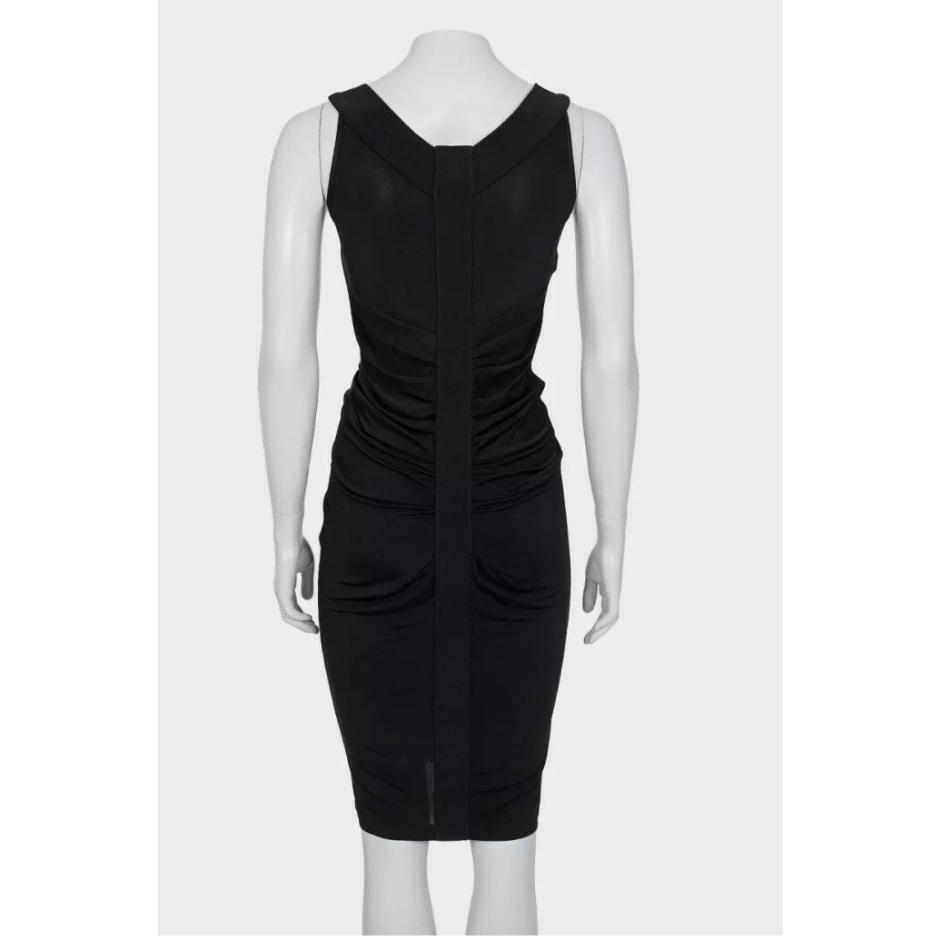 Galliano Black Draped Bodycon Mini Dress - Size XS Pre-owned