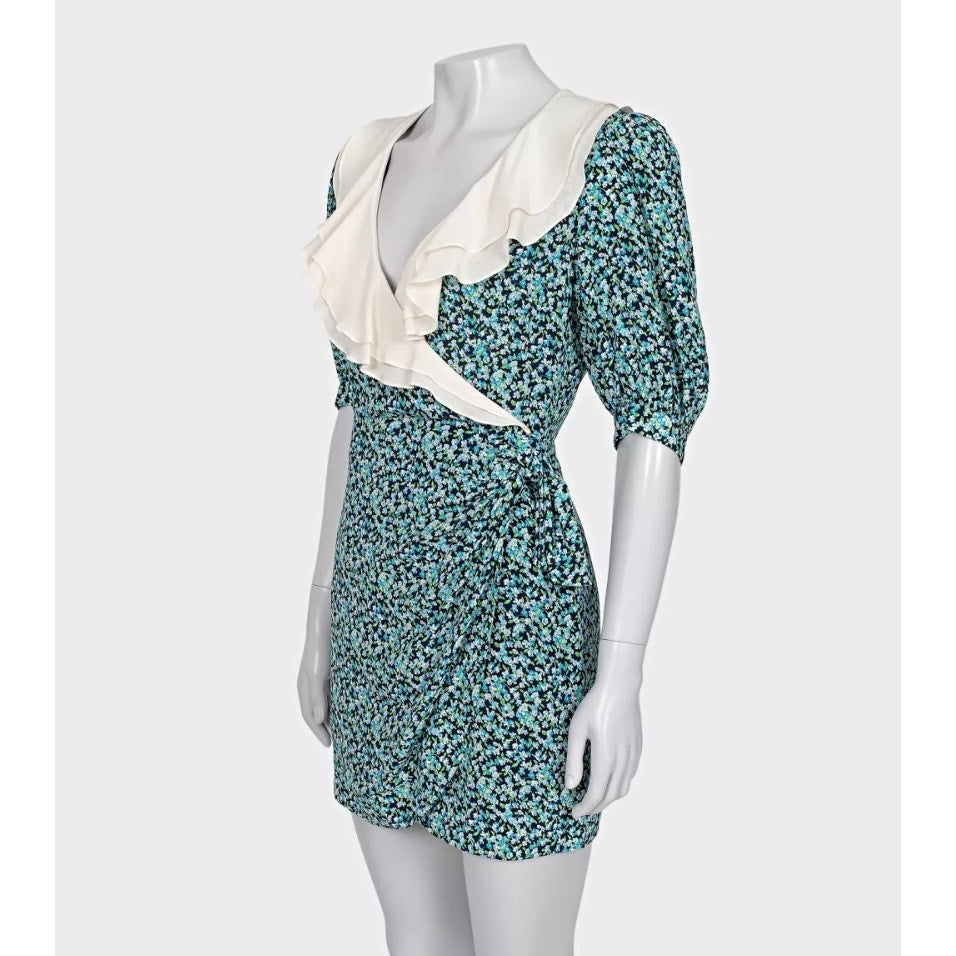 Alessandra Rich Blue Floral Silk Dress  Sz.40 Pre-owned