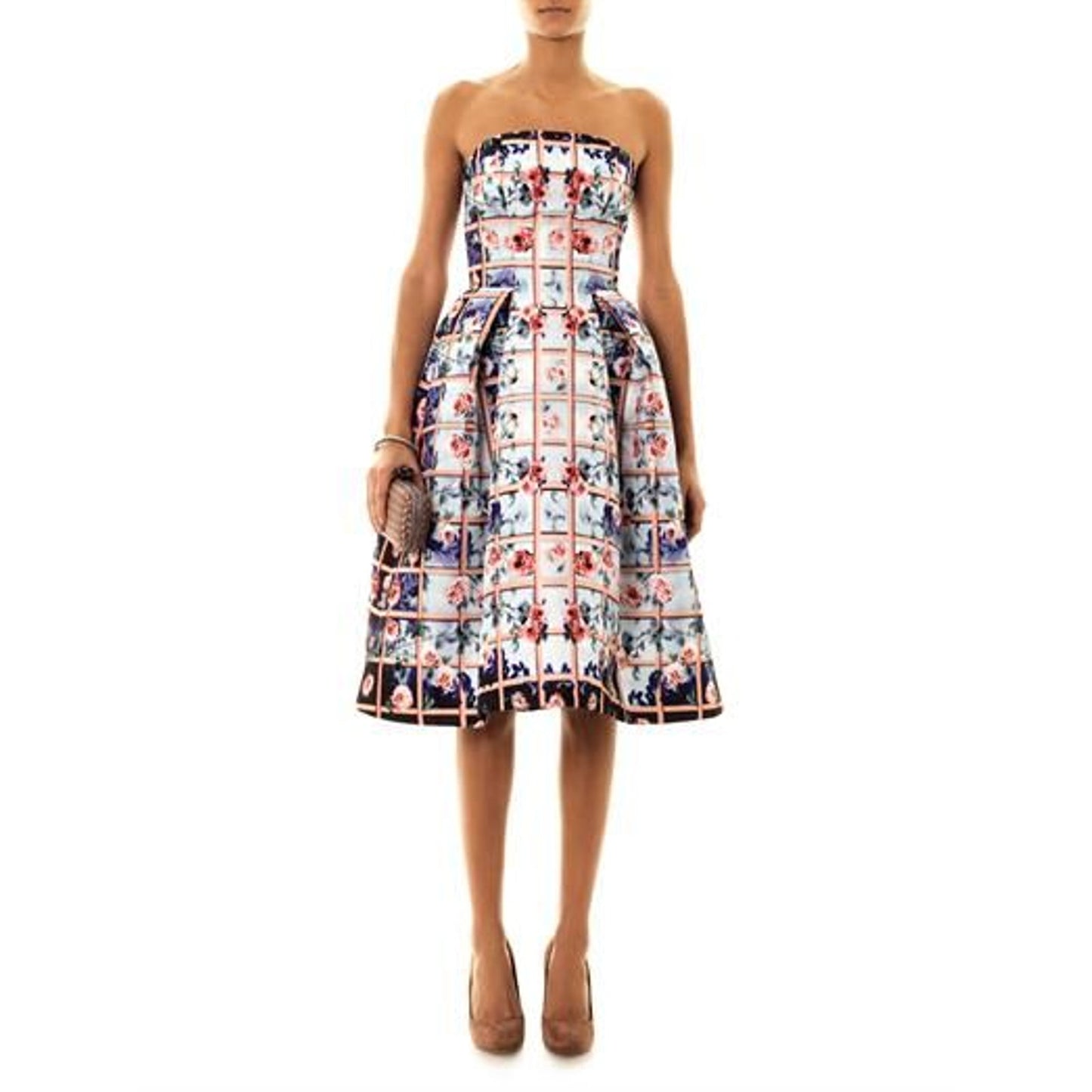 Mary Katrantzou Resort 2014 Strapless Floral Cocktail Dress Sz.44IT Pre-owned