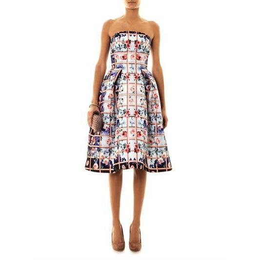 Mary Katrantzou Resort 2014 Strapless Floral Cocktail Dress Sz.44IT Pre-owned