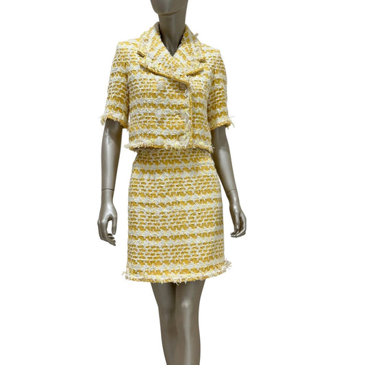 CHANEL SS18 Yellow Tweed Skirt Suit by Karl Lagerfeld Sz.36 Pre-owned