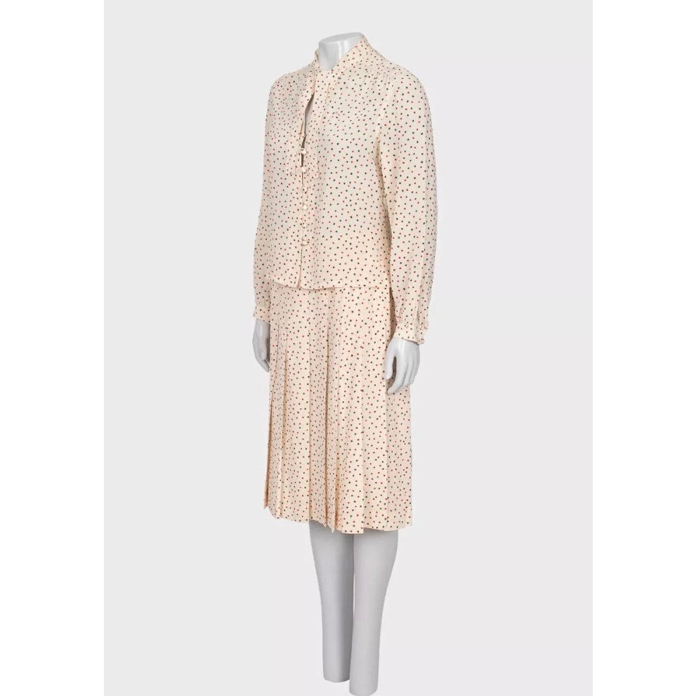 Celine Silk Printed Blouse & Skirt Set - Size FR44 Pre-owned