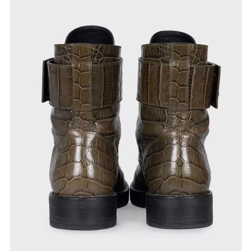 Louis Vuitton Crocodile Print Lambskin Leather Boots - Size 38 pre-owned