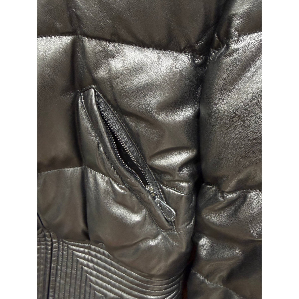 Alexander McQueen Black Leather Puffer Jacket Sz.40 Pre-owned