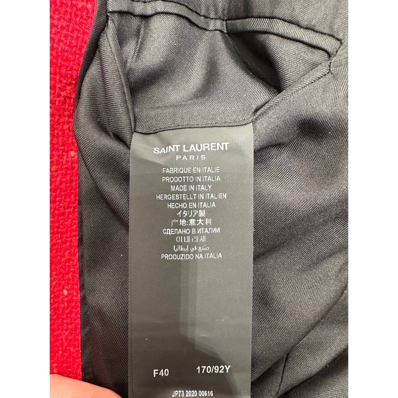 Saint Laurent Red Tweed Double Breasted Blazer Sz 40 Pre-owned