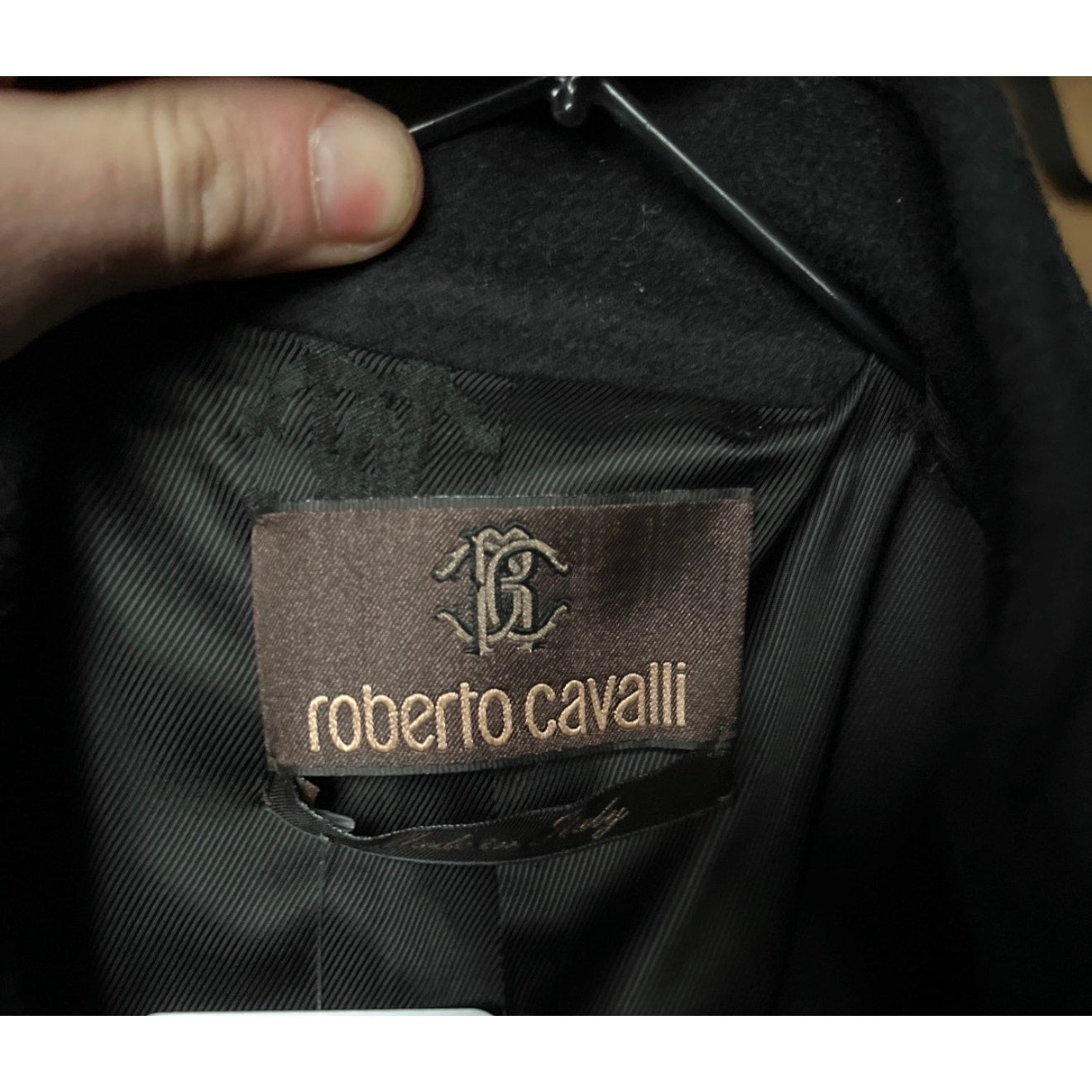 Roberto Cavalli Black Wool & Cashmere Belted Coat Sz.40/ S Pre-owned