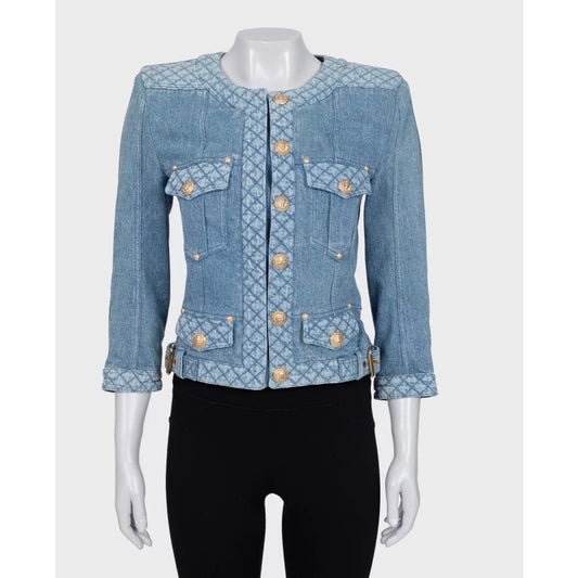 Balmain Denim Jacket with Gold Hardware - Size FR38 (M) pre-owned