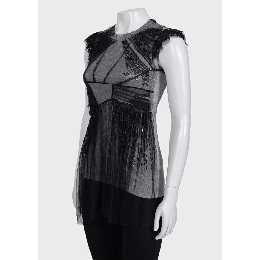 Valentino Gray Sequin Fitted Tank Top - UK 6 XS Pre-owned