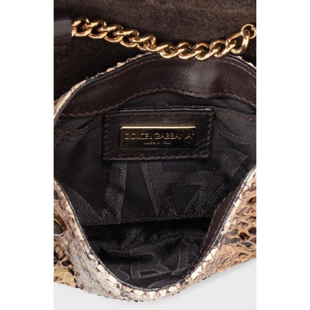 Dolce & Gabbana Brown Python Print lambskin Leather Crossbody Bag pre-owned