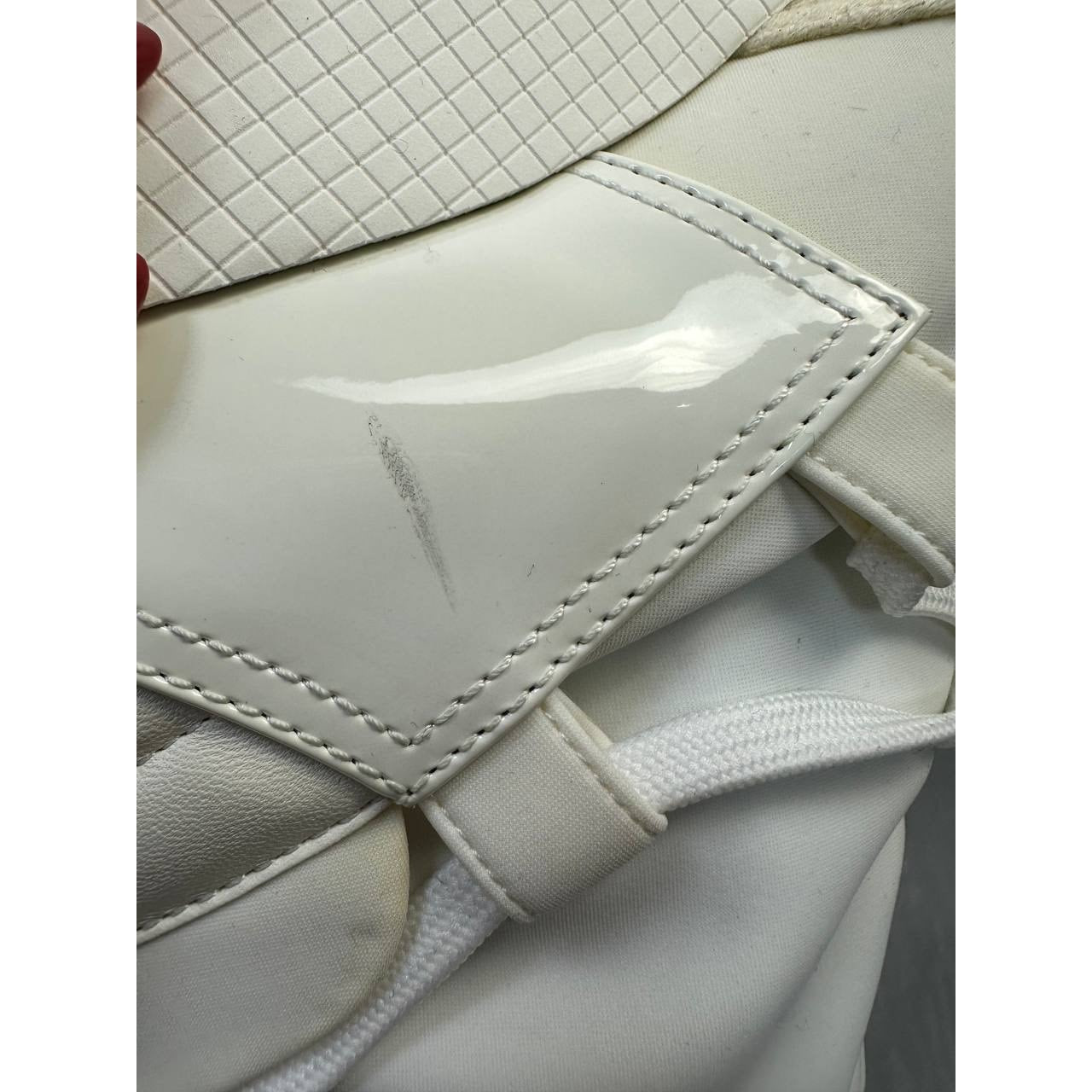 Chanel Off White Patent Leather Neoprene Wedge Boots - 38.5 Pre-owned