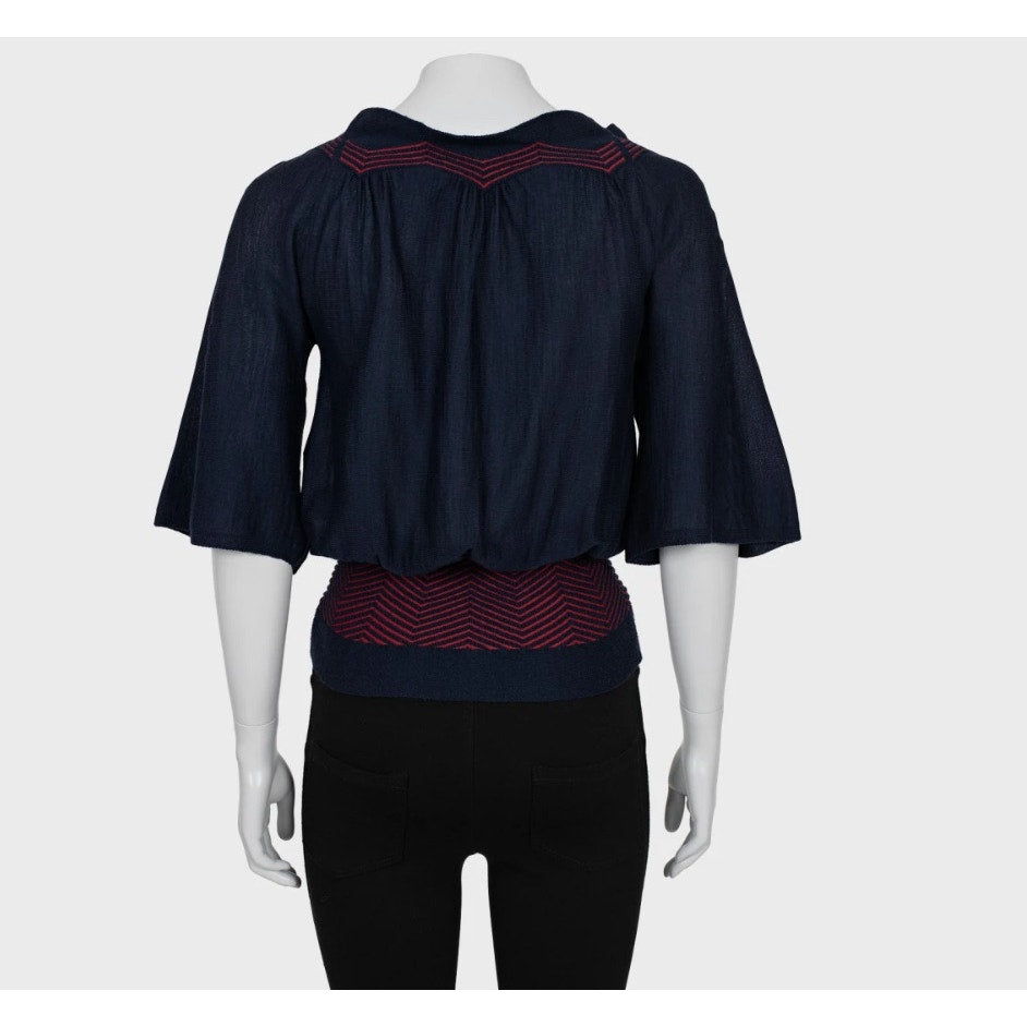 Christian Dior Blue Striped Cashmere-Silk Blouse - IT40/S pre-owned