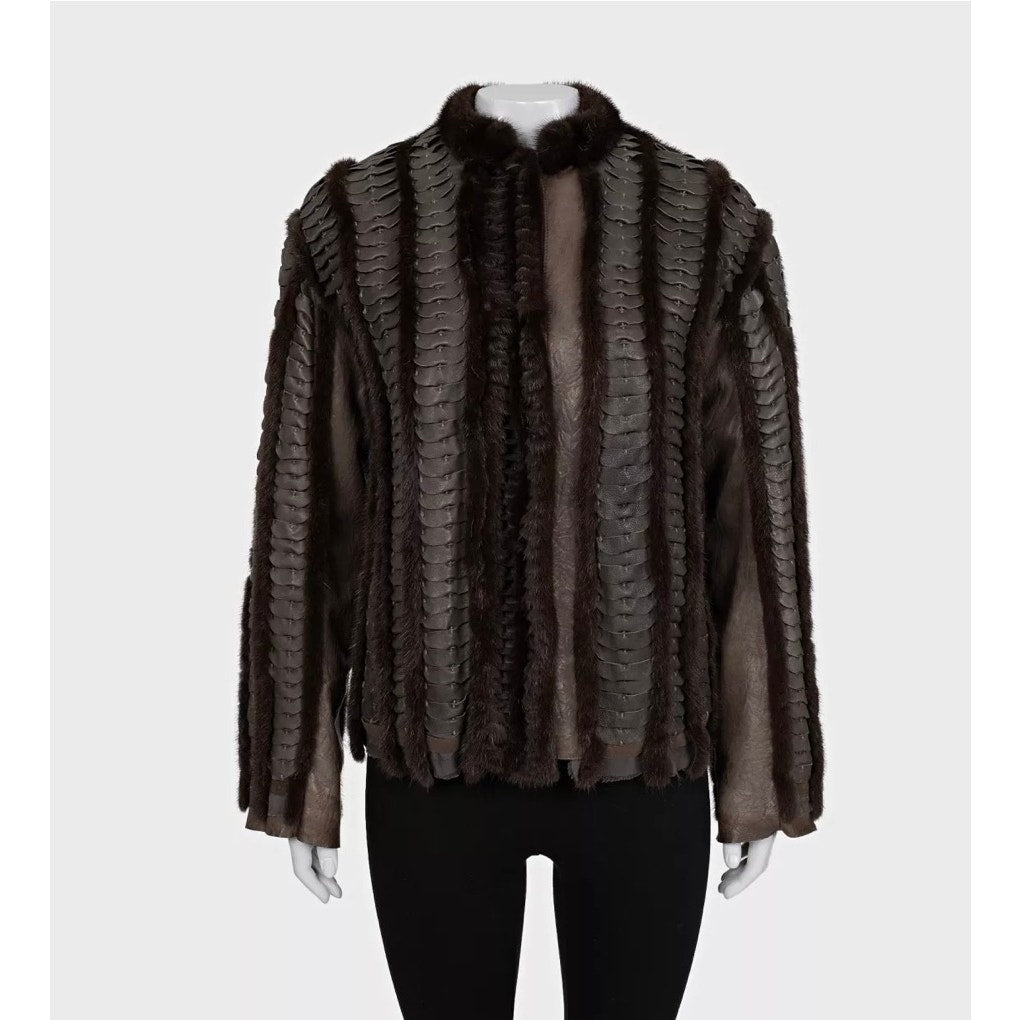 Roberto Cavalli Faux Fur & Leather Straight-Cut Jacket - IT 40 / S Pre-owned