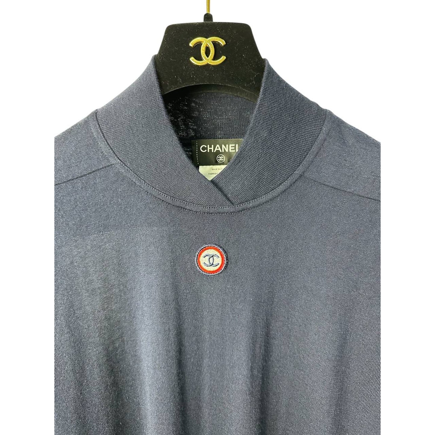 Chanel Navy Cashmere CC Logo Jumper Sz.40 pre-owned