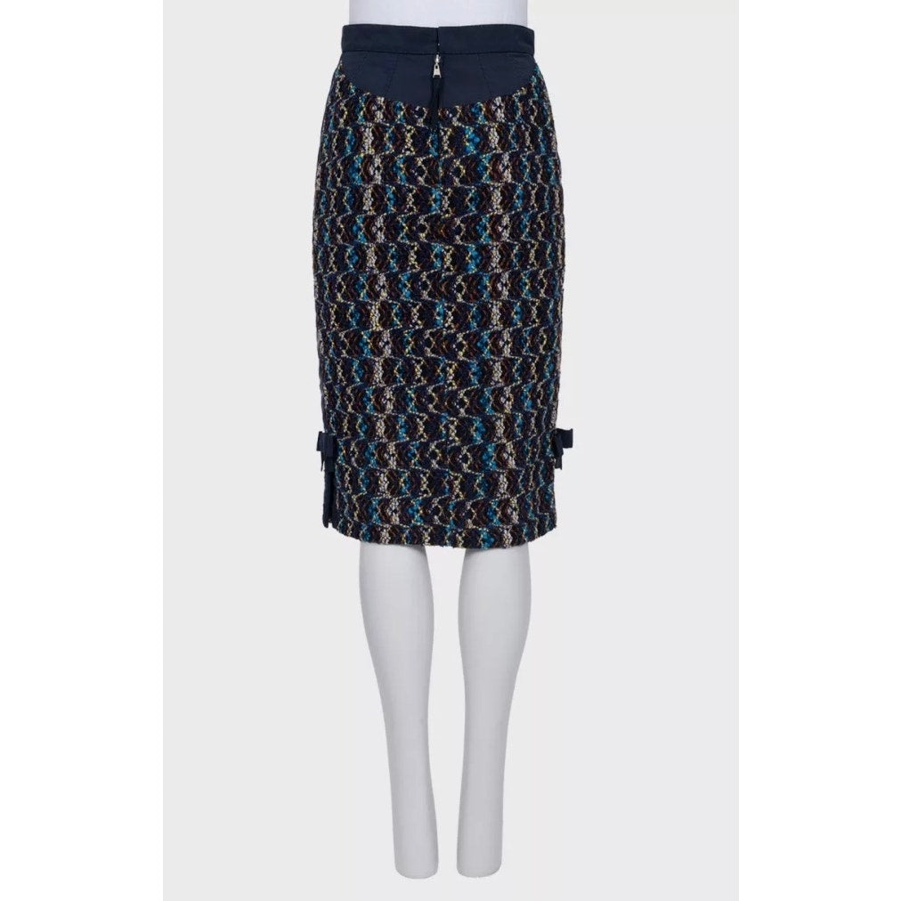 Louis Vuitton Blue Wool Midi Skirt  Sz.36 Pre-owned