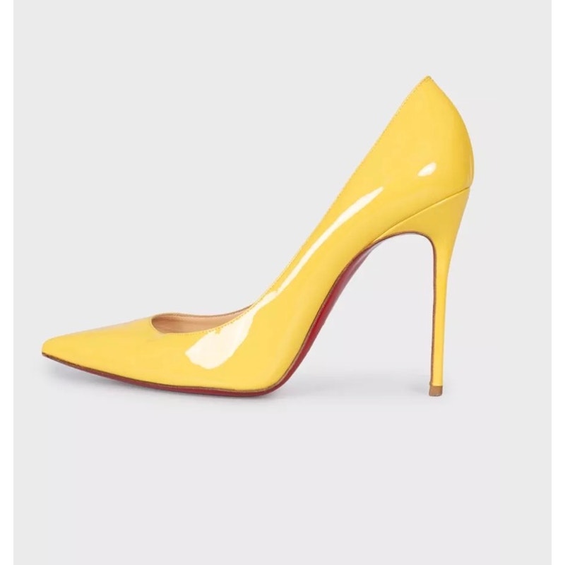 Christian Louboutin Yellow Patent Leather Pumps Sz.39.5 Pre-owned