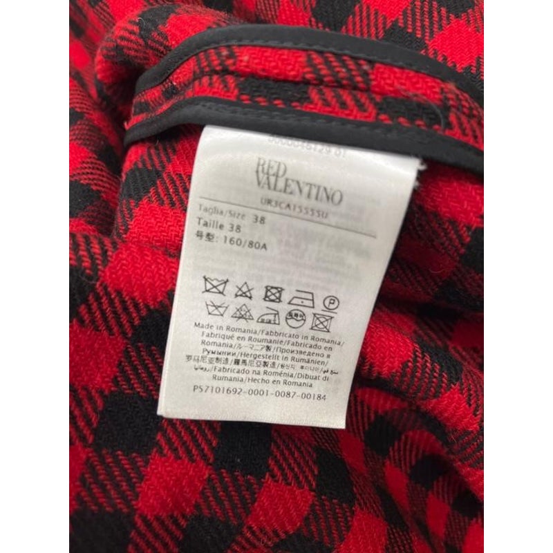 Red Valentino Checked Double-Breasted Wool Blend Coat Sz.38 Pre-owned