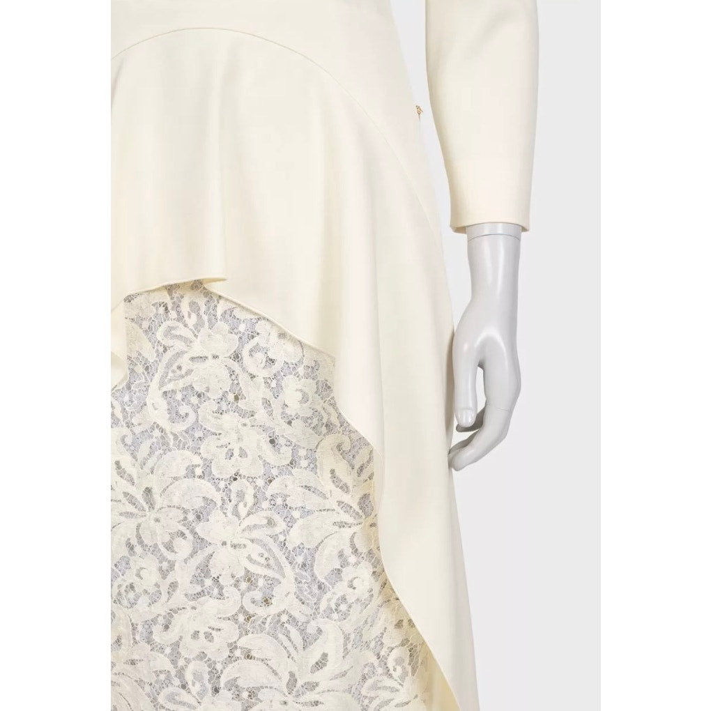 Alessandra Rich White Dress with Elegant Lace Hem Sz.42 Pre-owned
