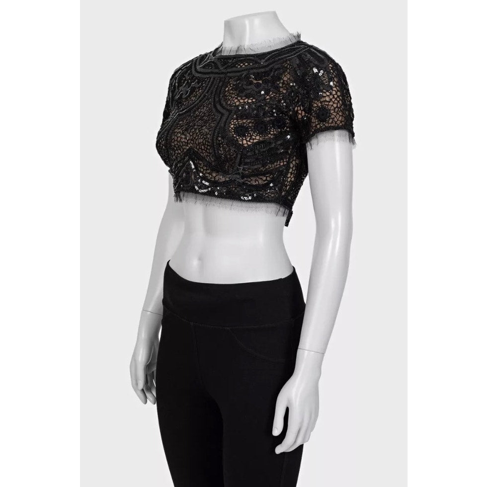 Emilio Pucci Elegant Black Sequin  Peter Dundas Top Sz.XS Pre-owned