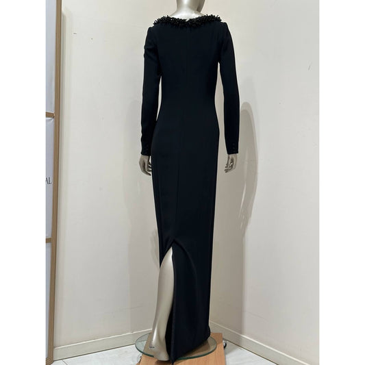 Christian Dior Paris Black Beaded Evening Gown Sz.38 Pre-owned